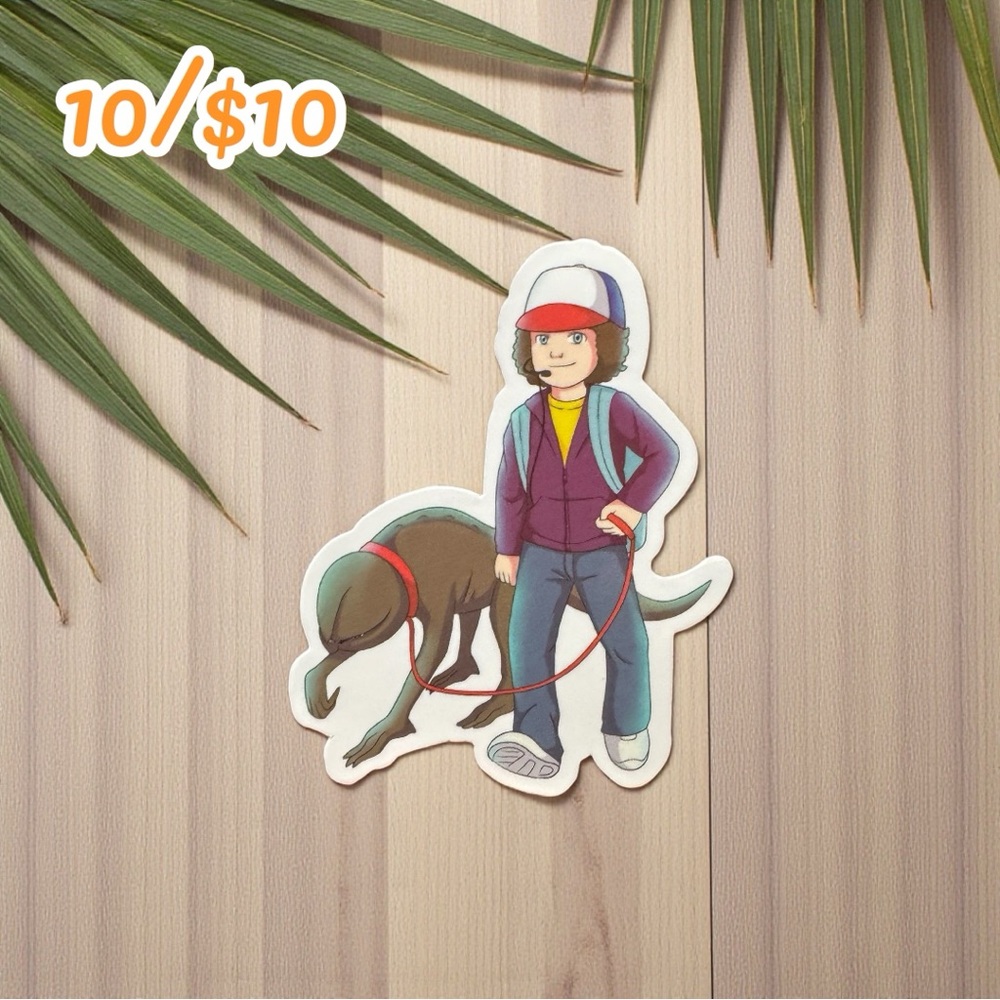 Dustin & Dart Leash Sticker – Stranger Things Inspired